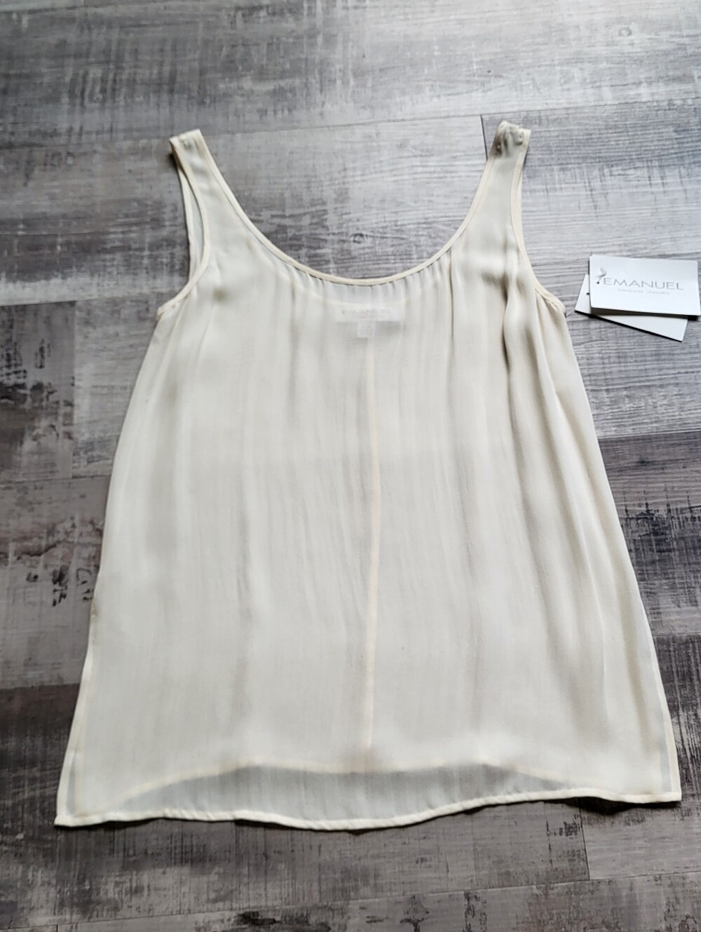 Emanuel Ungaro Silk Tank Top Beige Womens Size 4 NWT Cream Minimalist Capsule